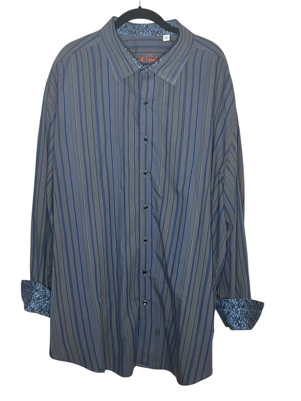 ROBERT GRAHAM Grey/Blue Striped Button Down Shirt